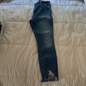 EUC Frame Ali High Rise Cigarette medium rinse distressed jeans